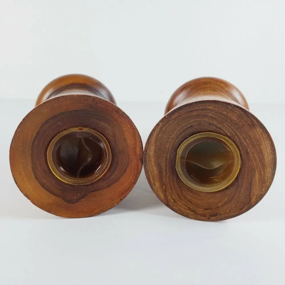 VTG Mushroom Shape Wood Salt & Pepper Shakers Danish Style Cottage MCM